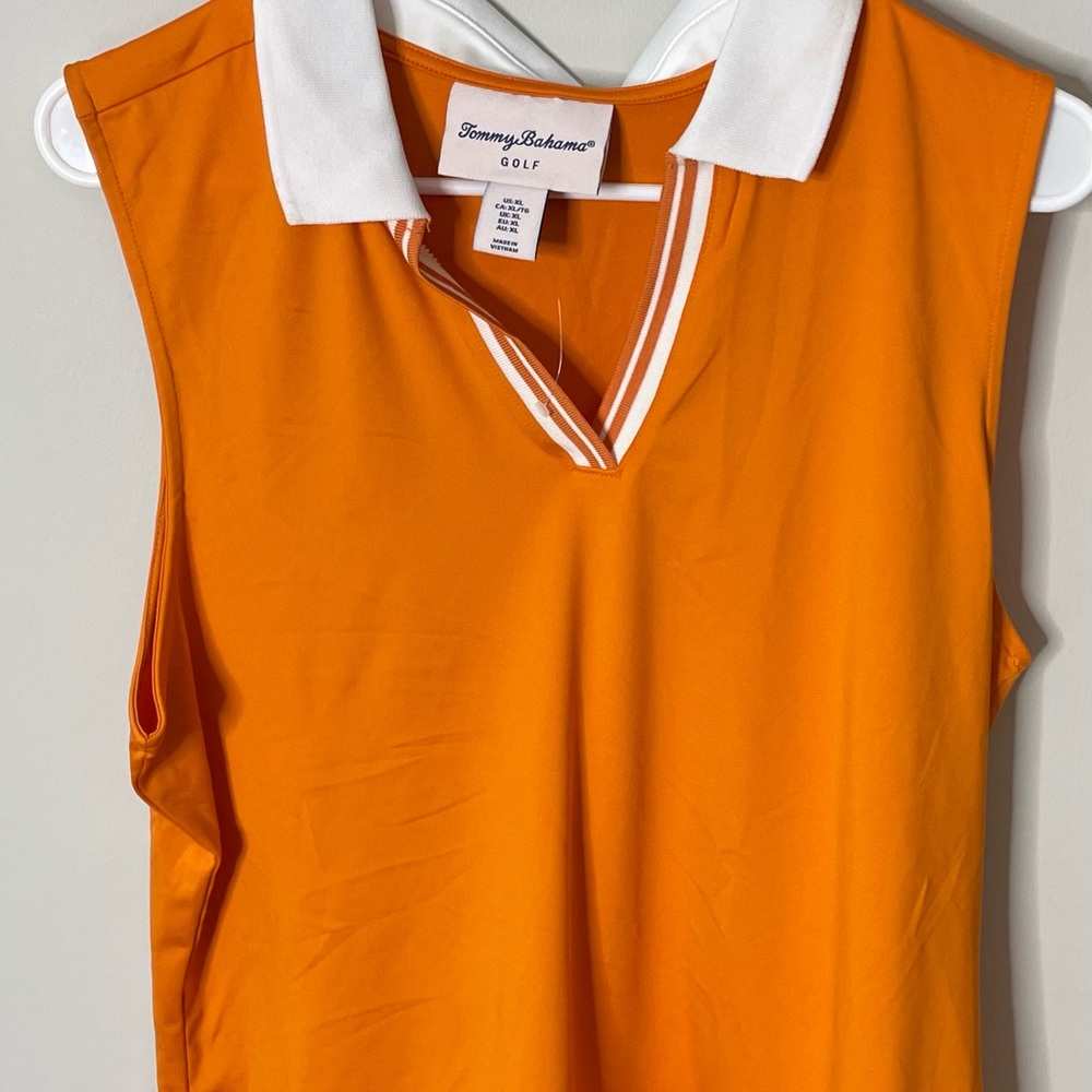 Tommy Bahama Golf Sleeveless Polo Shirt Orange XL New without Tags